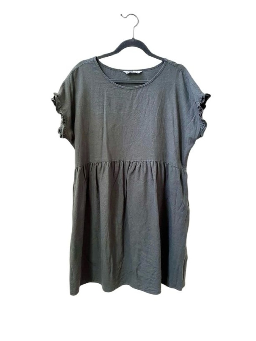 Sonoma Women’s Large Green Linen Blend Minimalist Boho knee-length Shift Dress